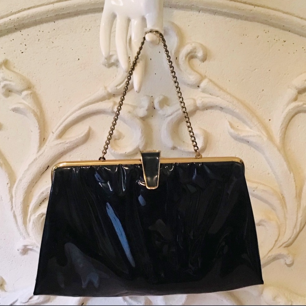 VINTAGE Clutch Handbag with Gold Frame
